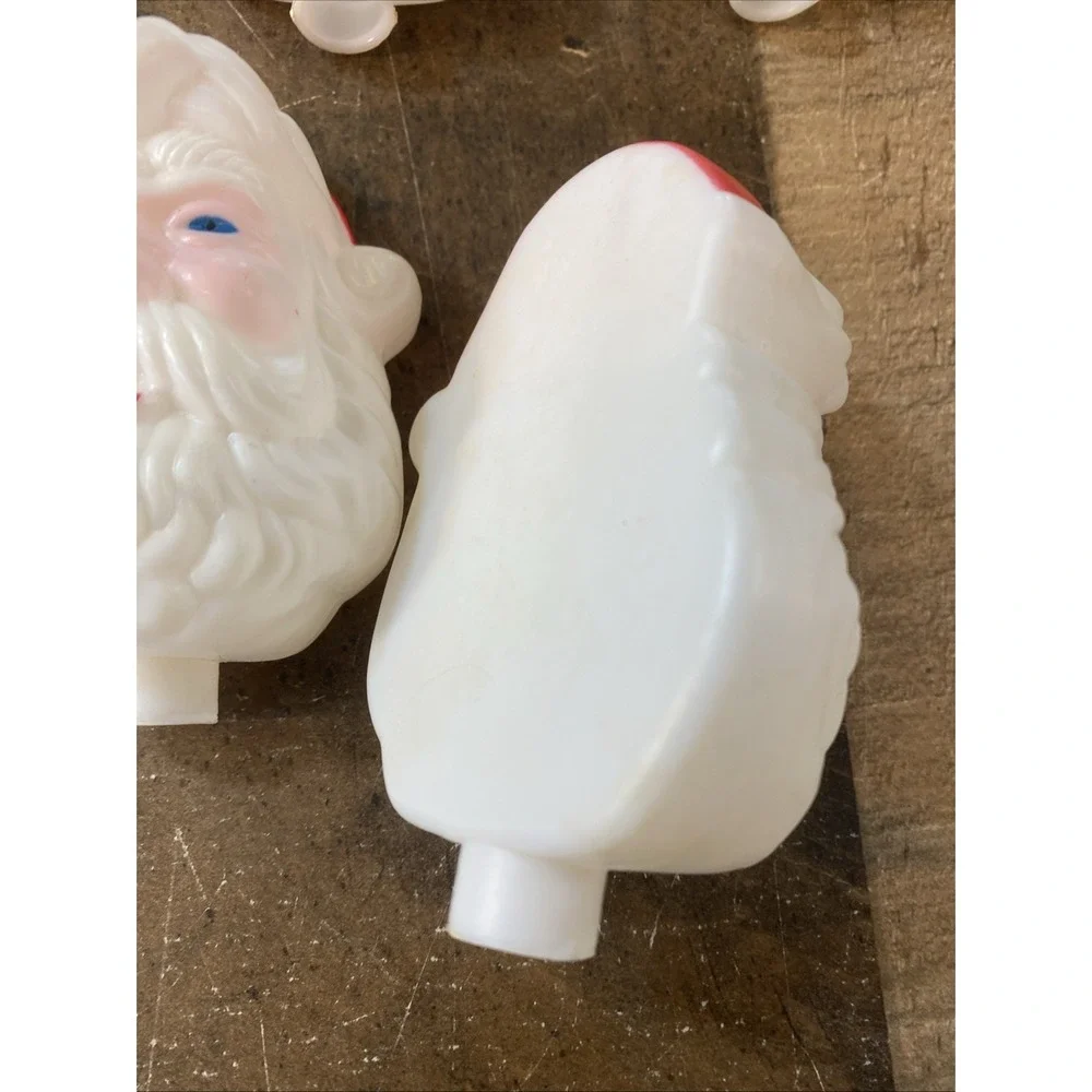 8 Blow‎ Mold Acrylic Santa Claus Face Head Light Covers 3 1/2